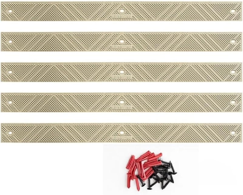 GreenTec 5 Pack 24" x 2" (600mm x 50mm) Non-Slip Decking Strips | Hard Wearing Polypropylene with Fixings | Outdoor Safety for Decks, Steps & Ramps | 10+ Year Lifespan (Beige) - Image 1